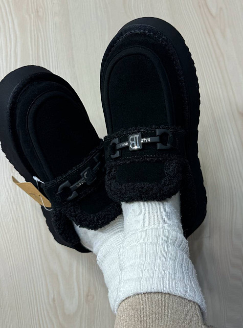 Уггі жіночі Itts 080-1 лофери капці на платформі з хутром чорні, 38, 24 см Київ - фото 7