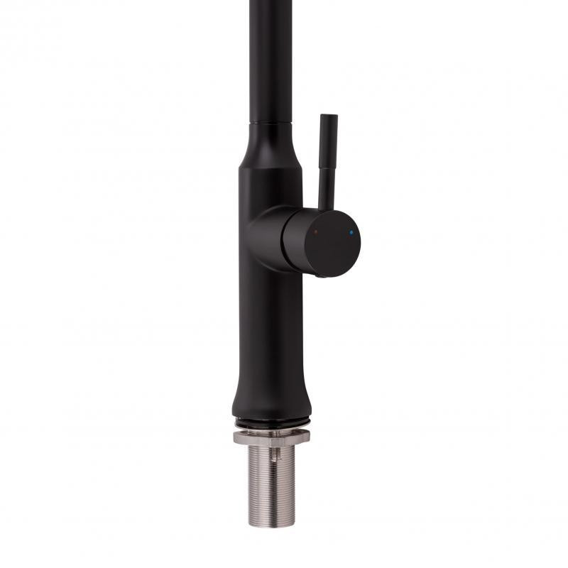 Смеситель для кухни Qtap Baruska с выдвижным изливом, нержавейка QTBAR9137103UB Black Matt Харьков - изображение 4