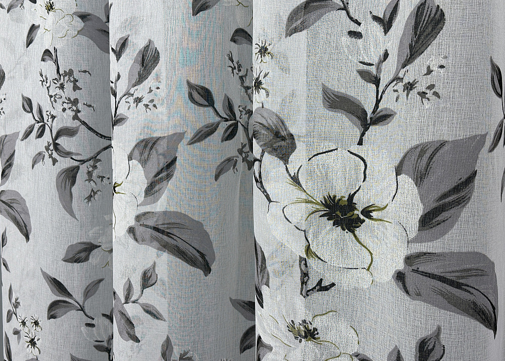 Тюль VR-Textil 1681 Flora Батист Белый с серым 300х270 см (42-0677) Киев - изображение 5