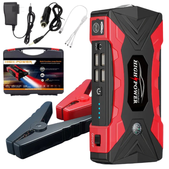 Пускозарядний пристрій бустер Jump Starter QY33 99800mAh 4 USB Чорно-червоний Вінниця
