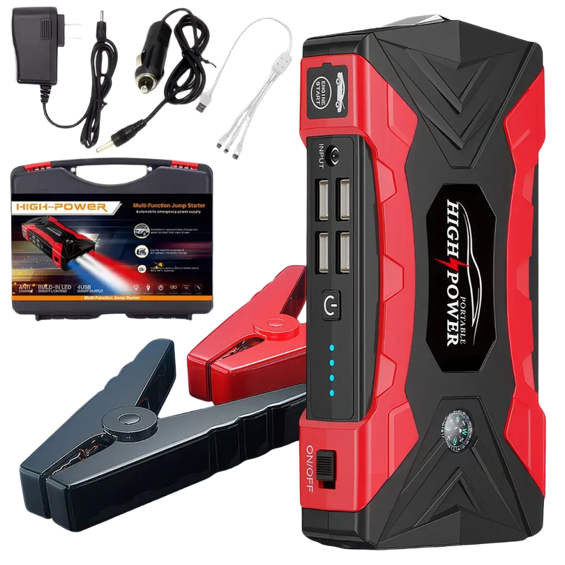 Пускозарядний пристрій бустер Jump Starter QY33 99800mAh 4 USB Чорно-червоний Вінниця - фото 3