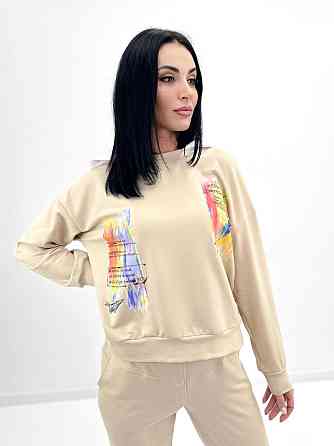 Женский костюм-двойка с капюшоном Rainbow батал 50-52, Бежевый Киев