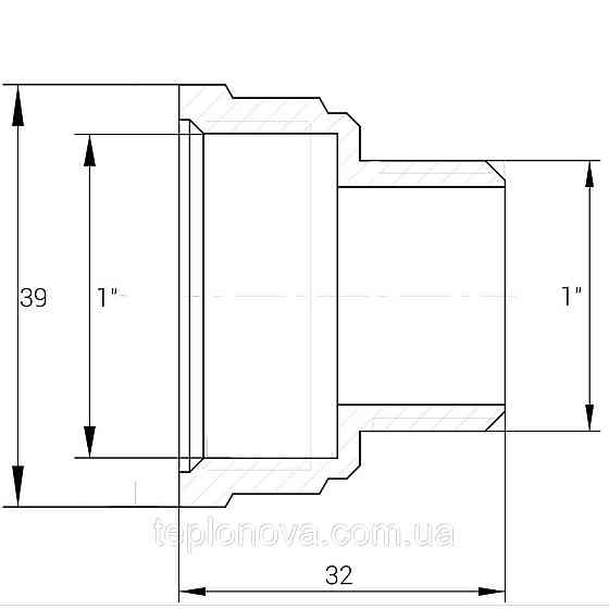 Переходник никелированный 1″ВР х 1″НР штампованный А0608А(нк) VA Черновцы