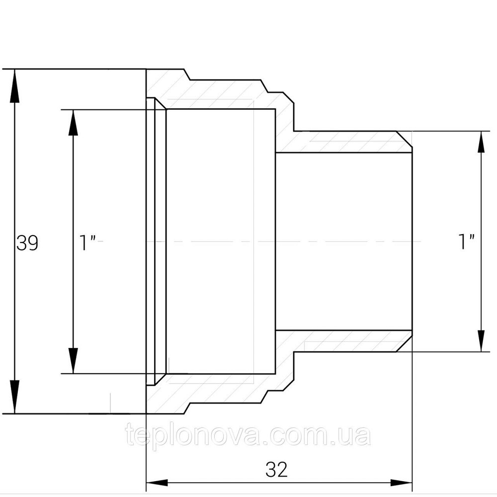 Перехідник нікельований 1| ВР х 1| НР штампований А0608А(нк) VA Чернівці - фото 3