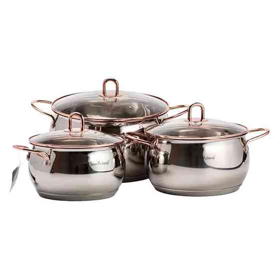 Yiwu Набір каструль з нержавіючої сталі 3 штуки 6,1/2,6/3,6 л, хром HP33525W Київ