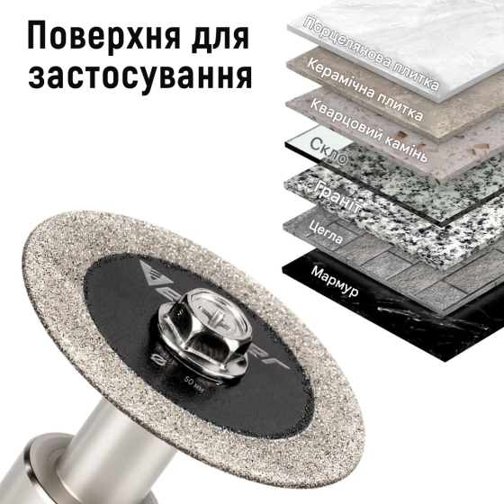 Алмазний диск для різання скла та плитки 50 мм з перехідником M14, набір 5 дисків + 1 тримач (412303673) Київ