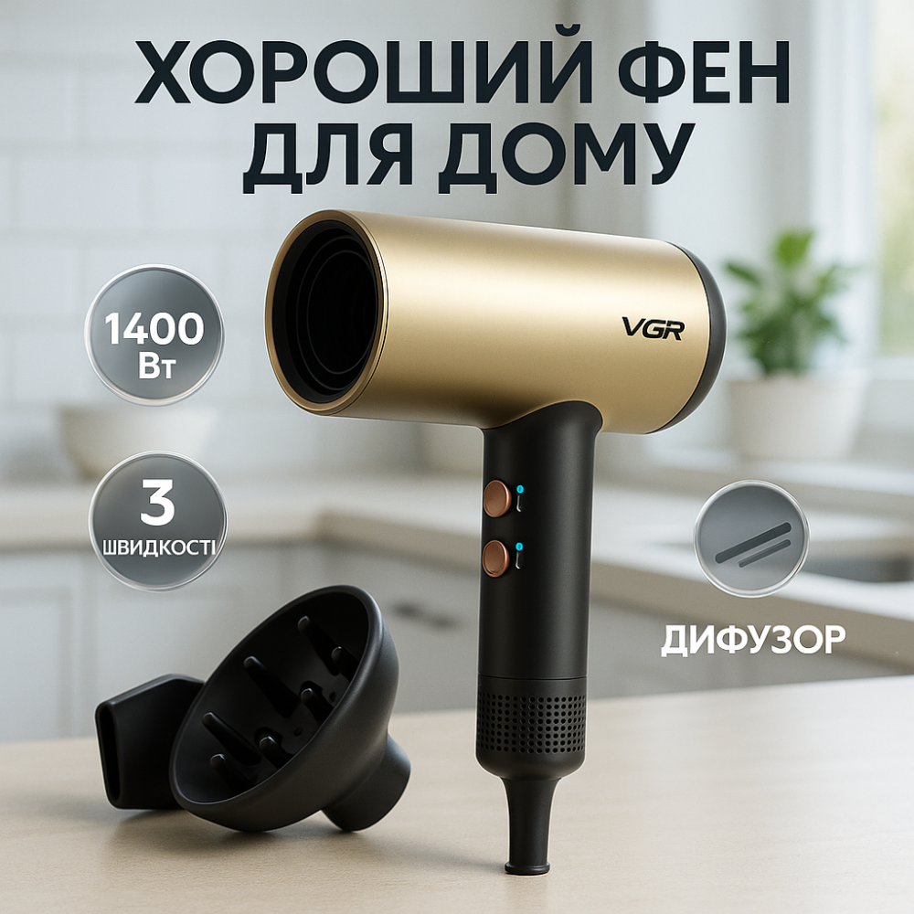 Фен для укладки прически VGR V-441, Фен для волос с дифузором с режимом регулировки температуры CW-89 Львов - изображение 16