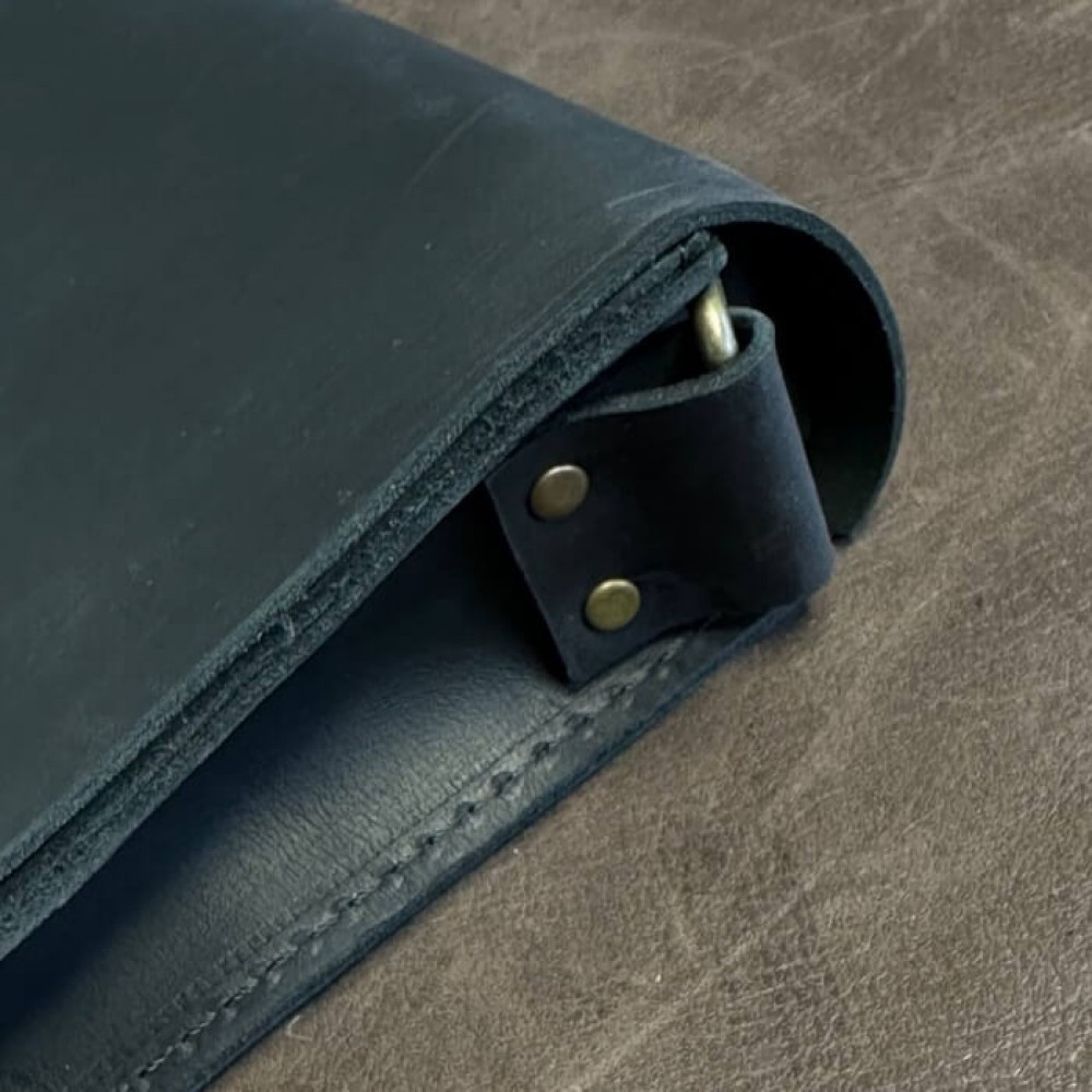 Сумка через плече чоловіча чорна Майамі, сумка месенджер чоловіча 20*24*4 см з широким ремінцемMasterSem Київ - фото 6