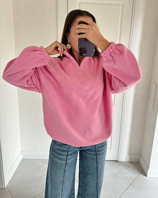 Женская теплая оверсайз кофта с молнией флис двусторонний 48/52 Одесса - изображение 10