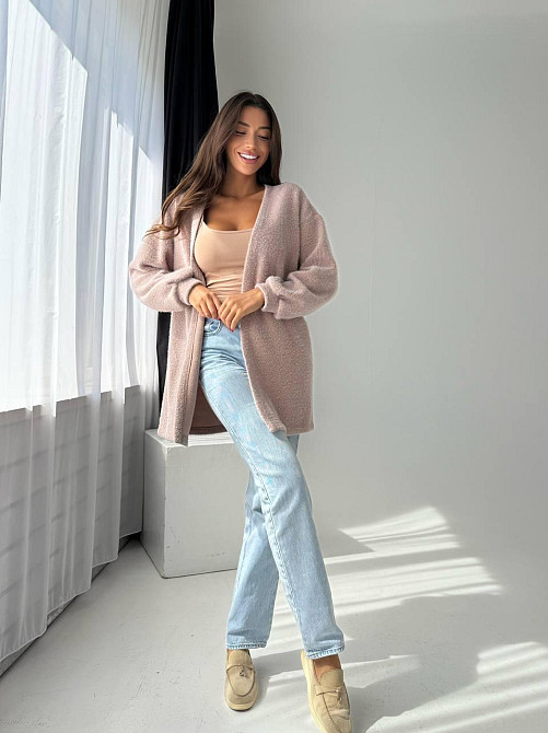 Женский повседневный стильный кардиган из ткани ангора пушистик Мокко Одесса - изображение 4