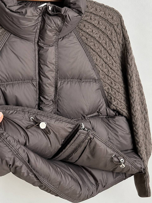 Куртка жіноча YZY 30790 пуховик oversize з в’язаними рукавами демісезонна one size, коричневий, one size Київ - фото 6