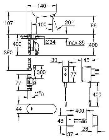 Монокран на одну воду сенсорный Grohe Euroeco Cosmopolitan E Bluetooth (36409000) Киев