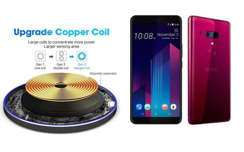 Бездротовий зарядний пристрій Copper до 30W для Honor 500 Pro, USB-C, LED Київ - фото 2
