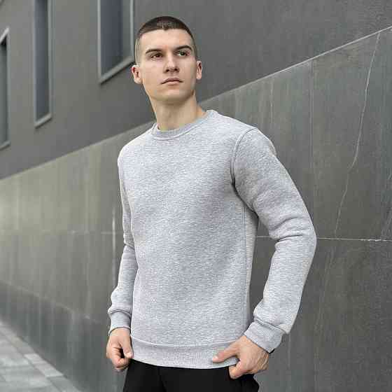 Світшот чоловічий однотонний сірий меланжевий Pobedov 007 ЗИМА Київ