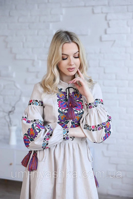 Жіноча вишита сукня на льоні Весняна мозаїка Кривий Ріг - фото 2