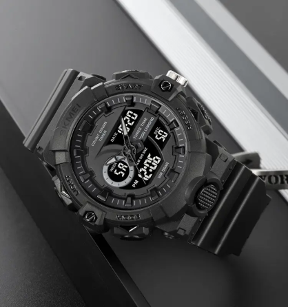 Часы мужские наручные спортивные Skmei 2225 с комбинированным циферблатом (Черный с черным) Киев