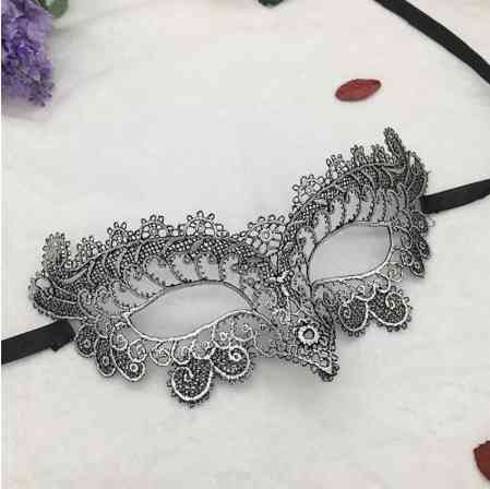 Маска із мережива маскарадна на лице 22 на 7 см сріблястий Київ