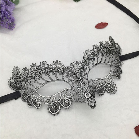 Маска із мережива маскарадна на лице 22 на 7 см сріблястий Київ - фото 1