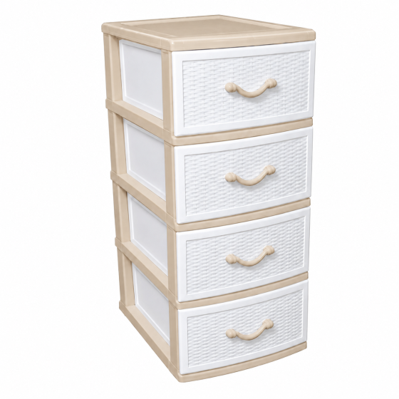Комод пластиковый Style (Стиль) 4 ящика бело-бежевый 48х38х88 Одесса