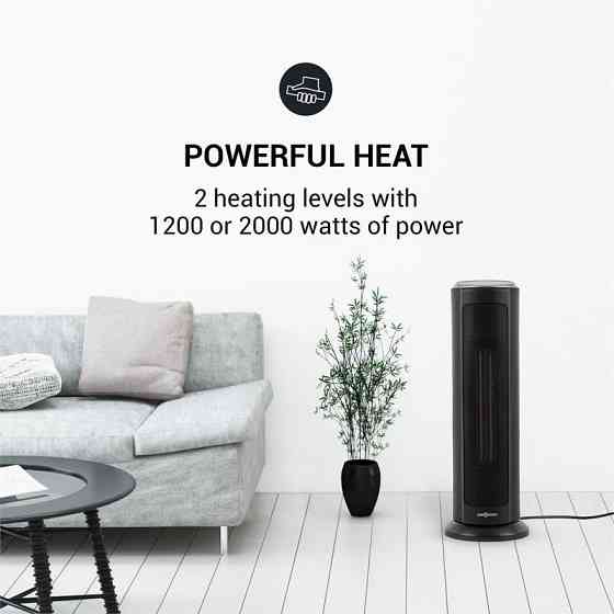 Баштовий нагрівач Heat Spire 1200/2000 Вт 8-годинний термостат з таймером чорний 1200/2000 Вт (Німеччина, Рівне