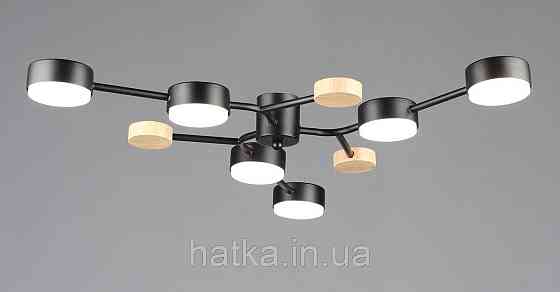 Люстра потолочная на 6 плафонов VALESO N6713/6, патрон GX53, Черный+Дерево Киев