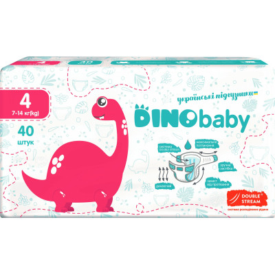 Подгузники Dino Baby Размер 4 (7-14 кг) 40 шт (4823098410591) Винница - изображение 1