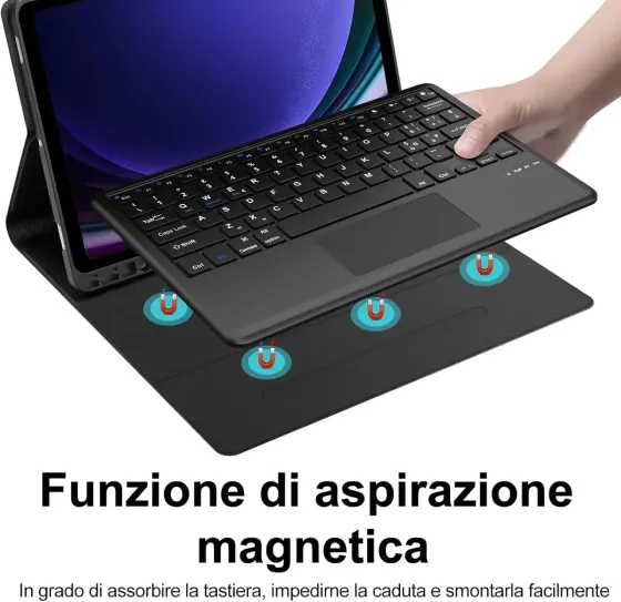 Чехол книжка Samsung Tab S9+ Plus X810 S9 FE+ X610 клавиатура (черный) Одесса