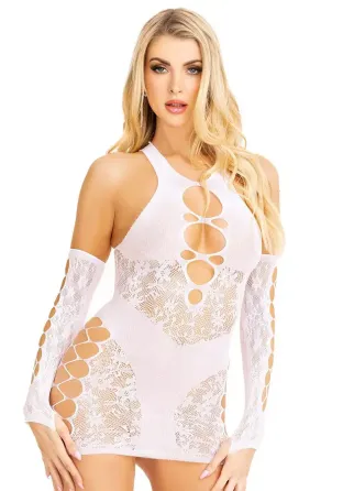 Мінісукня Leg Avenue Mini dress and matching gloves White One Size Львів