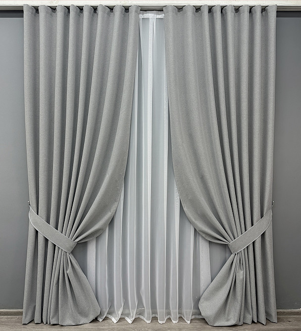 Комплект готових штор VR-Textil Блекаут двосторонній ASHEN NIGHT № 1845ш Сірий 150х290 см 2 шт (33-0884) Київ - фото 2