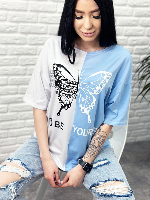 Двокольорова футболка "Butterfly" оптом від виробника | Норма | Розпродаж моделі Київ - фото 10