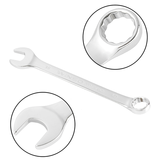 Набор комбинированных ключей с трещоткой и карданом WINSO PRO Cr-V, 12 шт (7–19 мм), в чехле Киев