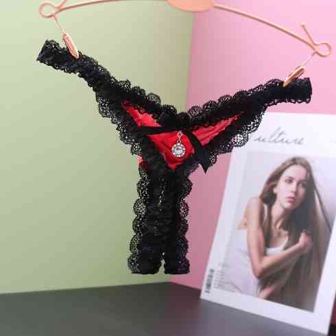 Еротичні трусики з розрізом унісекс червоного-чорного кольору, розмір універсальний резинка до 92см Київ