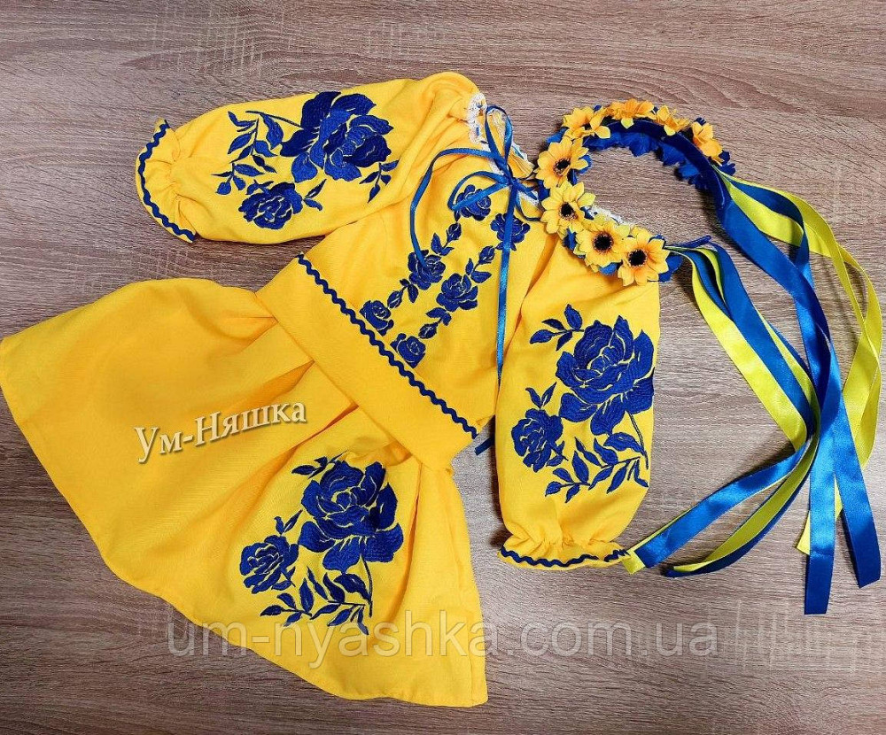 Сукня вишиванка жовто-синя Троянда жовто-синя Кривий Ріг - фото 4
