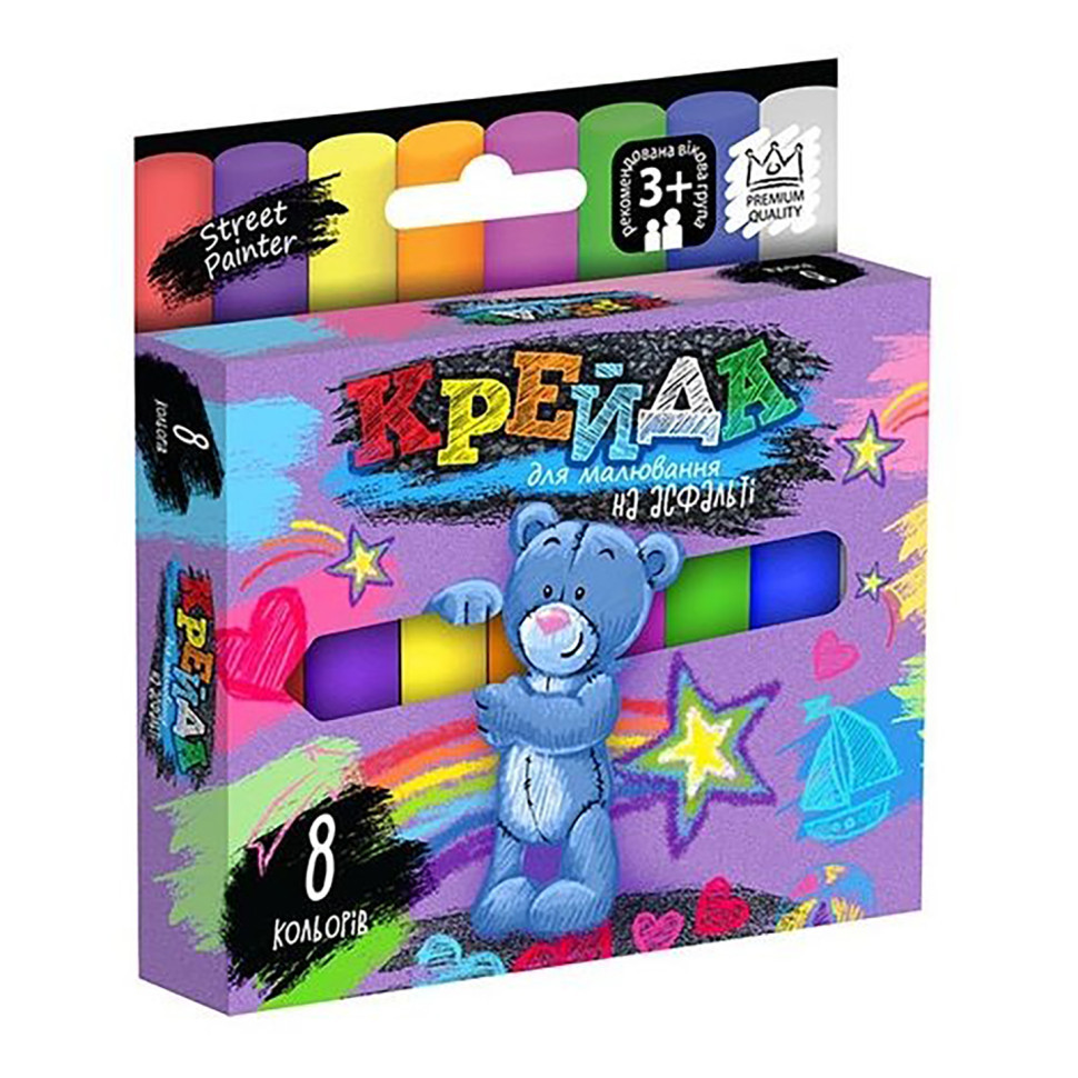 Крейда для малювання на асфальті" тонка 8 шт Укр MEL-02-02U Вінниця - фото 1