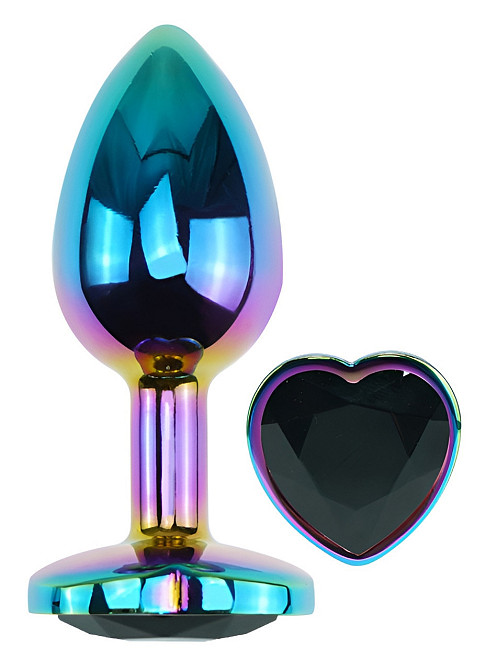 Анальна пробка з кристалом EGZO - Multicolor Heart Plug Black size S Sex Aura Київ - фото 2
