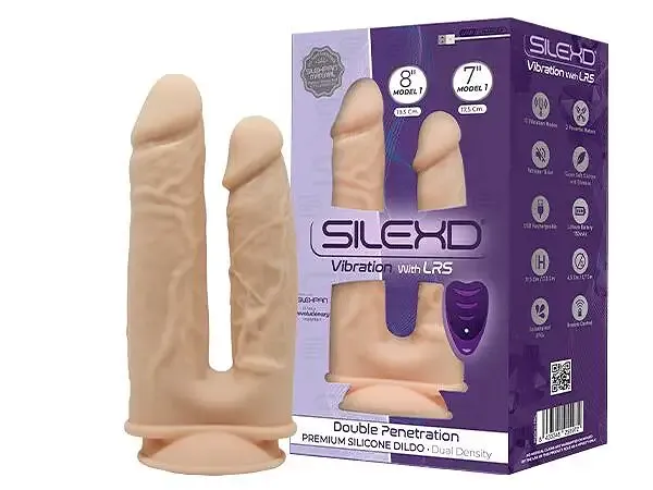 Подвійний фалоімітатор з вібрацією SilexD Double Gusto Vibro Flesh (Model 1 size 8" & 7") + LRS, діа Львів - фото 1