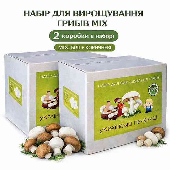 Грибний набір MIX для вирощування білих та коричневих печериць (2 коробки) Харків