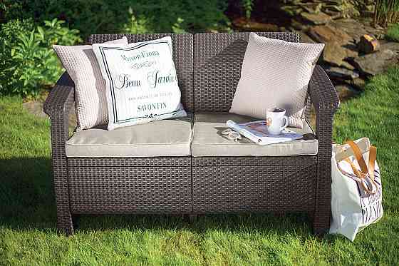 Диван пластиковий садовий Keter Corfu II Love seat, коричневий Київ