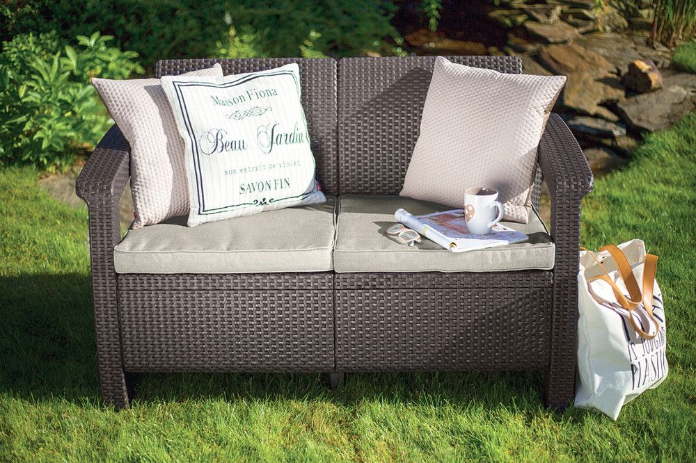 Диван пластиковий садовий Keter Corfu II Love seat, коричневий Київ - фото 3