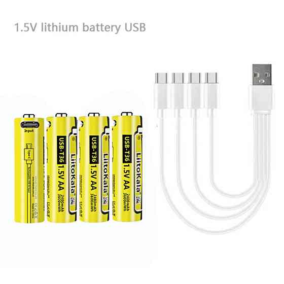 Набор аккумуляторов с 4 шт LiitoKala USB-T36 + USB Type-C кабель зарядки Киев