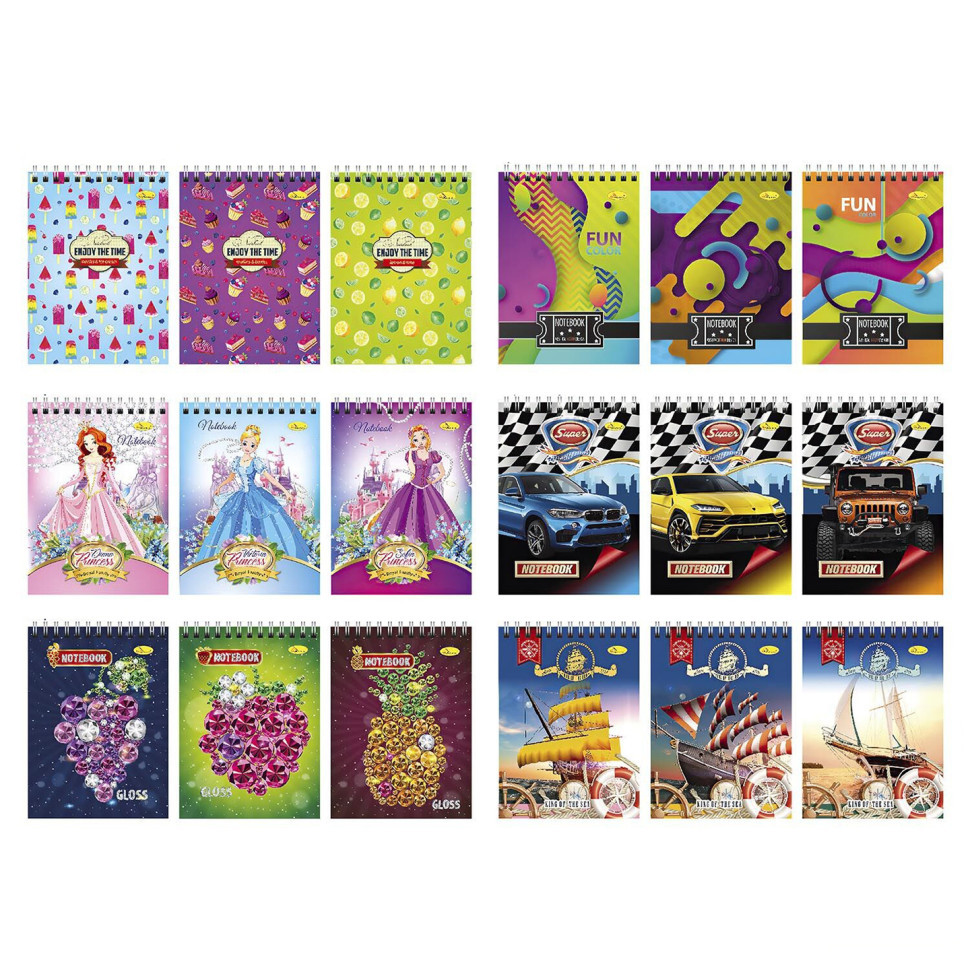 Блокнот А6 Б-П6-80, 80 листов, пружина боковая, ассортимент Винница - изображение 1