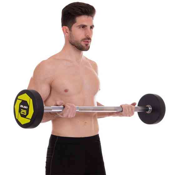 Штанга фіксована пряма поліуретанова Zelart U2689-25 довжина 106 см 25 кг Київ