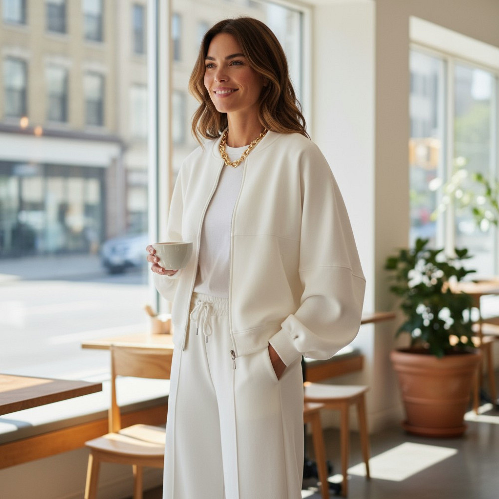 Женский костюм-двойка с широкими штанами Белый 50/52 Харьков - изображение 1