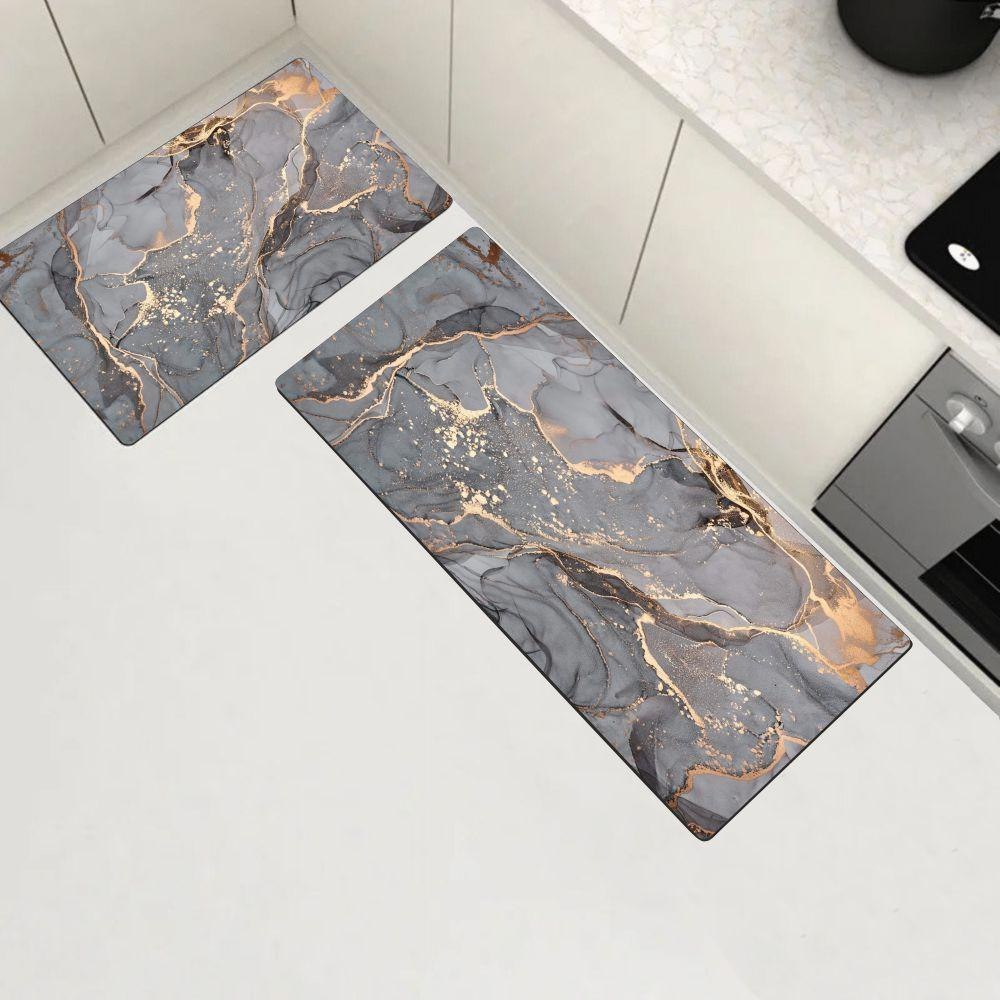 Набір діатомітових килимків для ванної та кухні Aquarius 50х80 см/50х120 см Сірий Мармур Буча - фото 1
