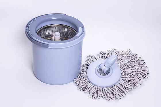 Набір для вологого прибирання з круглою телескопічною шваброю з мікрофібри та відром із віджимом для дому HP-35015-21 Коломия
