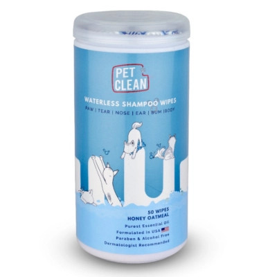 Вологі серветки для тварин Pet Clean PET WATERLESS SHAMPOO WIPES швидке очищення складок з медово-вівсяним ароматом 50 шт (8939111098762) Вінниця - фото 1
