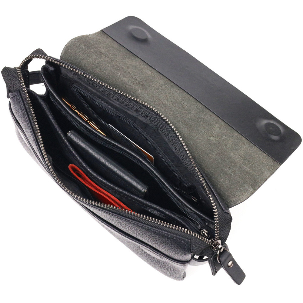 Красивый мужской клатч из натуральной комбинированной кожи CANPELLINI 21564 Черный Киев - изображение 5