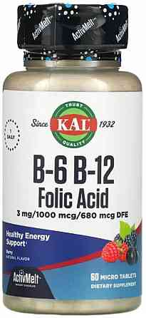 Витамины B-6 B-12 фолиевая кислота KAL B-6 B-12 Folic Acid 60 tabs черная вишня Киев