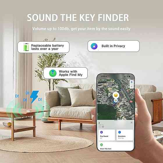 GPS Bluetooth трекер ZITTZ 4 шт, сумісний з Apple Find My, AirTag-аналоги, брелок для ключів, валізи, рюкзака, домашніх тварин Київ