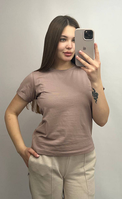 Базовая футболка женская удлиненная Какао XXL Харьков - изображение 2